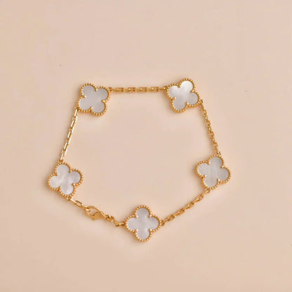 [Radiant Gem]New CLOVER WHITE PEARL MOP 5 MOTIF BRACELET COLLECTION