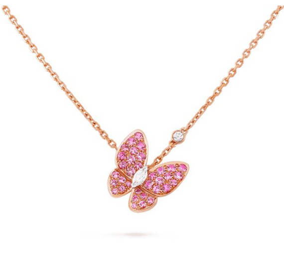 [Radiant Gem]¯BUTTERFLY RED DIAMOND ROSE GOLD NECKLACE