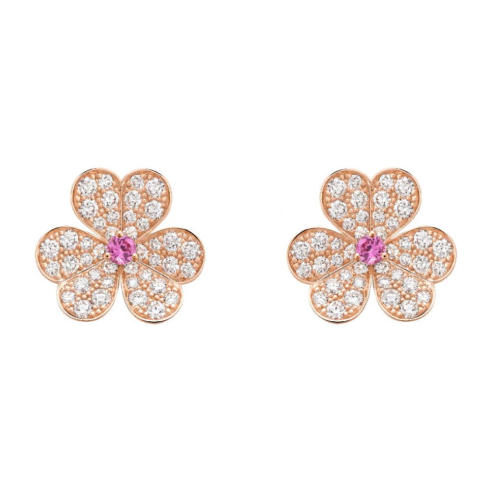 [Radiant Gem]¯FRIVOLE PINK GOLD FLOWER DIAMOND EARRINGS
