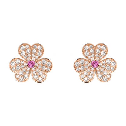 [Radiant Gem]¯FRIVOLE PINK GOLD FLOWER DIAMOND EARRINGS