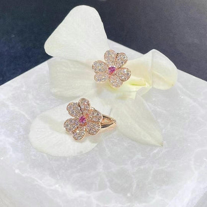 [Radiant Gem]¯FRIVOLE PINK GOLD FLOWER DIAMOND EARRINGS