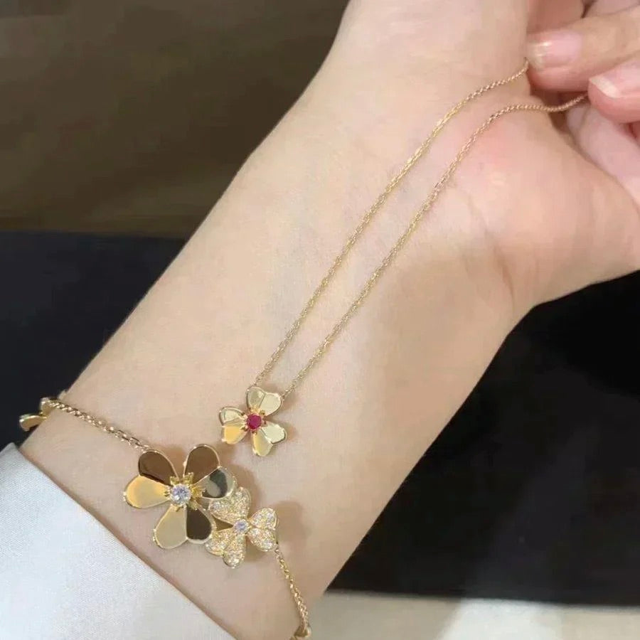 [Radiant Gem]¯FRIVOLE GOLD FLOWER NECKLACE