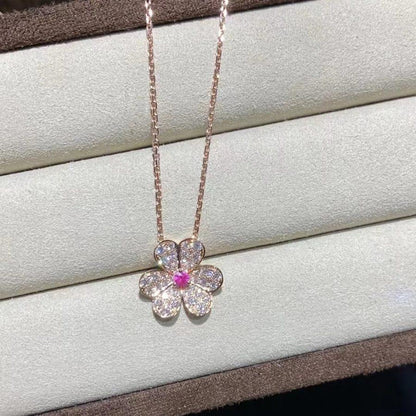 [Radiant Gem]¯FRIVOLE ROSE GOLD FLOWER DIAMOND NECKLACE