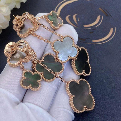 [Radiant Gem]¯CLOVER EARRINGS DARK MOP 4 MOTIFS ROSE GOLD
