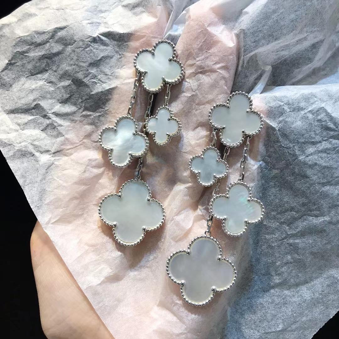 [Radiant Gem]¯CLOVER EARRINGS WHITE MOP 4 MOTIFS SILVER