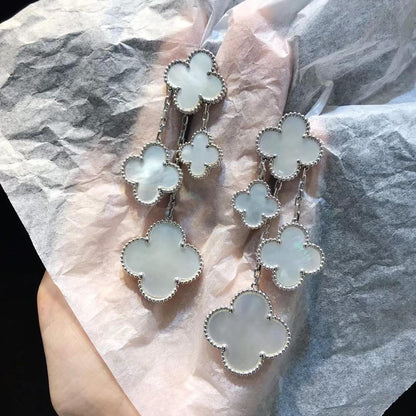 [Radiant Gem]¯CLOVER EARRINGS WHITE MOP 4 MOTIFS SILVER