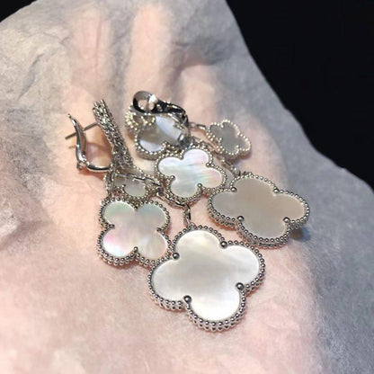 [Radiant Gem]¯CLOVER EARRINGS WHITE MOP 4 MOTIFS SILVER