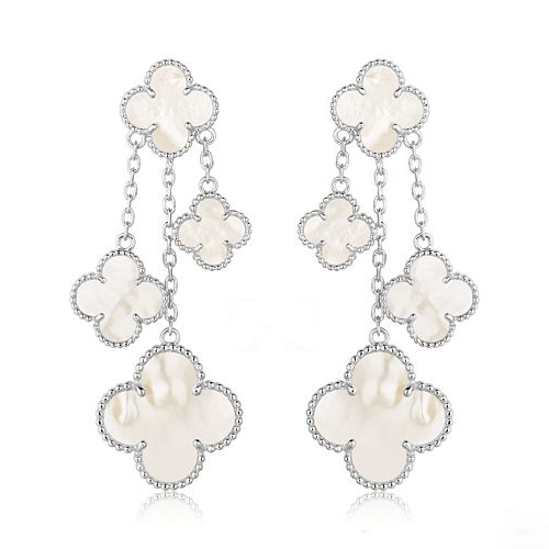 [Radiant Gem]¯CLOVER EARRINGS WHITE MOP 4 MOTIFS SILVER