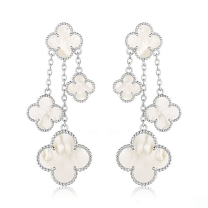 [Radiant Gem]¯CLOVER EARRINGS WHITE MOP 4 MOTIFS SILVER