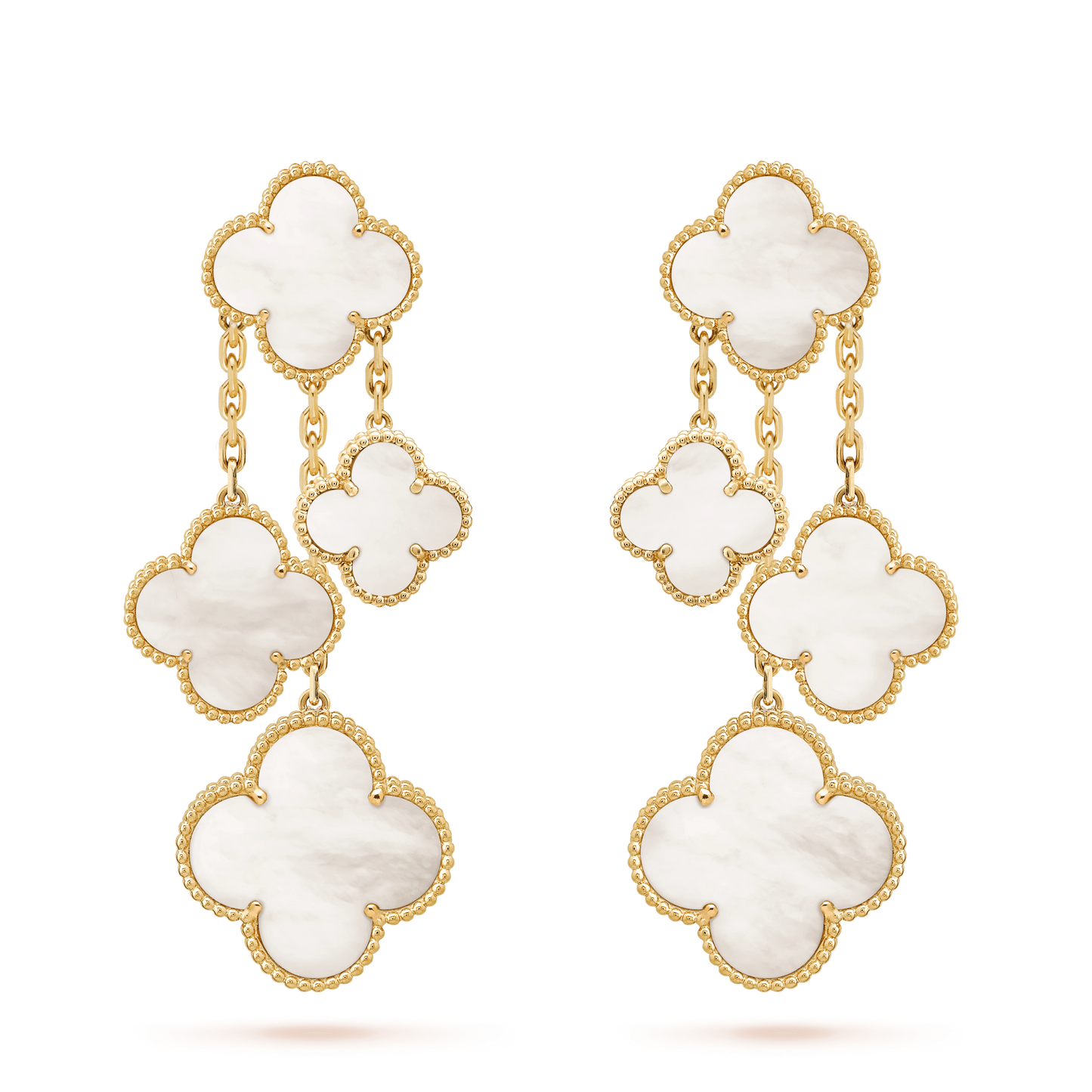 [Radiant Gem]¯CLOVER EARRINGS WHITE MOP 4 MOTIFS GOLD