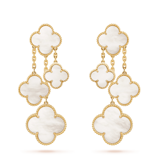 [Radiant Gem]¯CLOVER EARRINGS WHITE MOP 4 MOTIFS GOLD