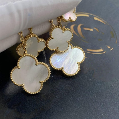 [Radiant Gem]¯CLOVER EARRINGS WHITE MOP 4 MOTIFS GOLD