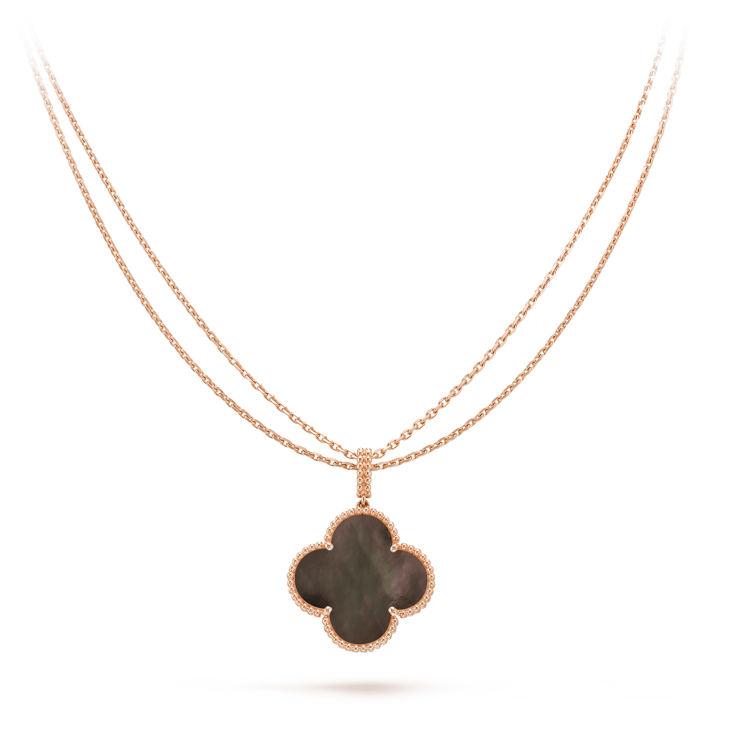 [Radiant Gem]¯CLOVER 25MM GOLD DARK MOP BIG CLOVER NECKLACE