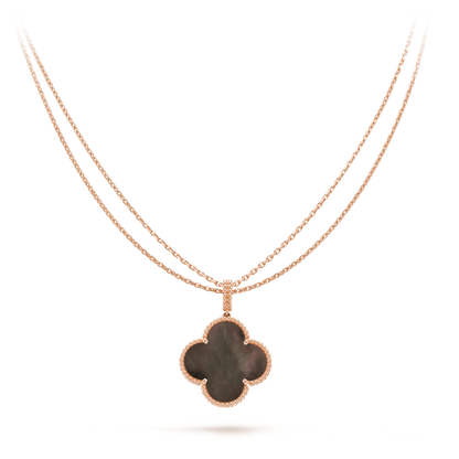 [Radiant Gem]¯CLOVER 25MM GOLD DARK MOP BIG CLOVER NECKLACE