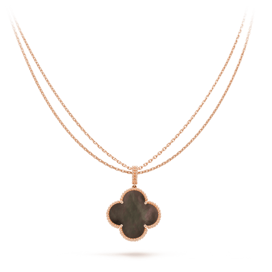 [Radiant Gem]¯CLOVER 25MM GOLD DARK MOP BIG CLOVER NECKLACE