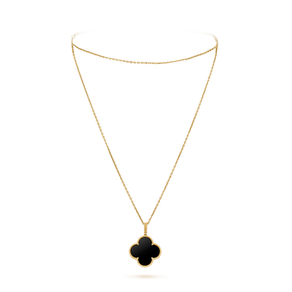 [Radiant Gem]¯CLOVER 25MM GOLD ONYX BIG CLOVER NECKLACE