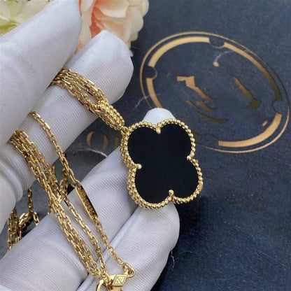 [Radiant Gem]¯CLOVER 25MM GOLD ONYX BIG CLOVER NECKLACE