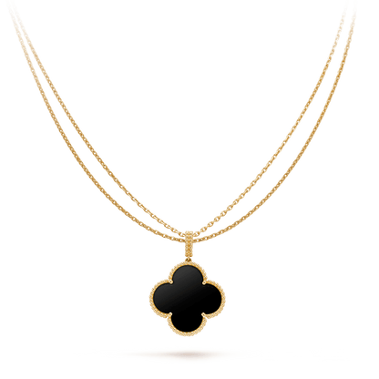 [Radiant Gem]¯CLOVER 25MM GOLD ONYX BIG CLOVER NECKLACE