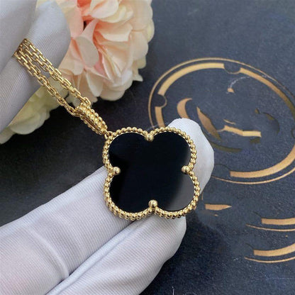 [Radiant Gem]¯CLOVER 25MM GOLD ONYX BIG CLOVER NECKLACE