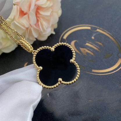 [Radiant Gem]¯CLOVER 25MM GOLD ONYX BIG CLOVER NECKLACE