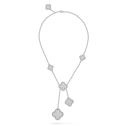 [Radiant Gem]¯CLOVER 5 MOTIFS SILVER DIAMONDS NECKLACE