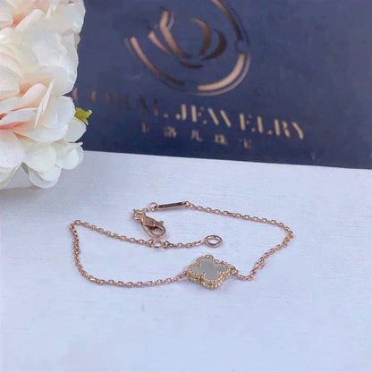 [Radiant Gem]¯CLOVER WHITE MOP SINGLE FLOWER BRACELET
