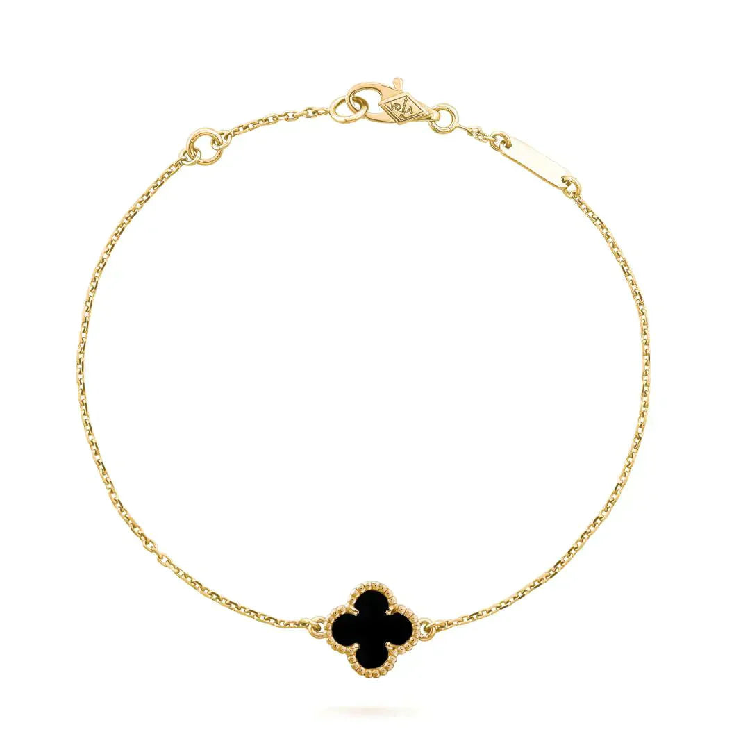 [Radiant Gem]¯CLOVER ONYX SINGLE FLOWER BRACELET