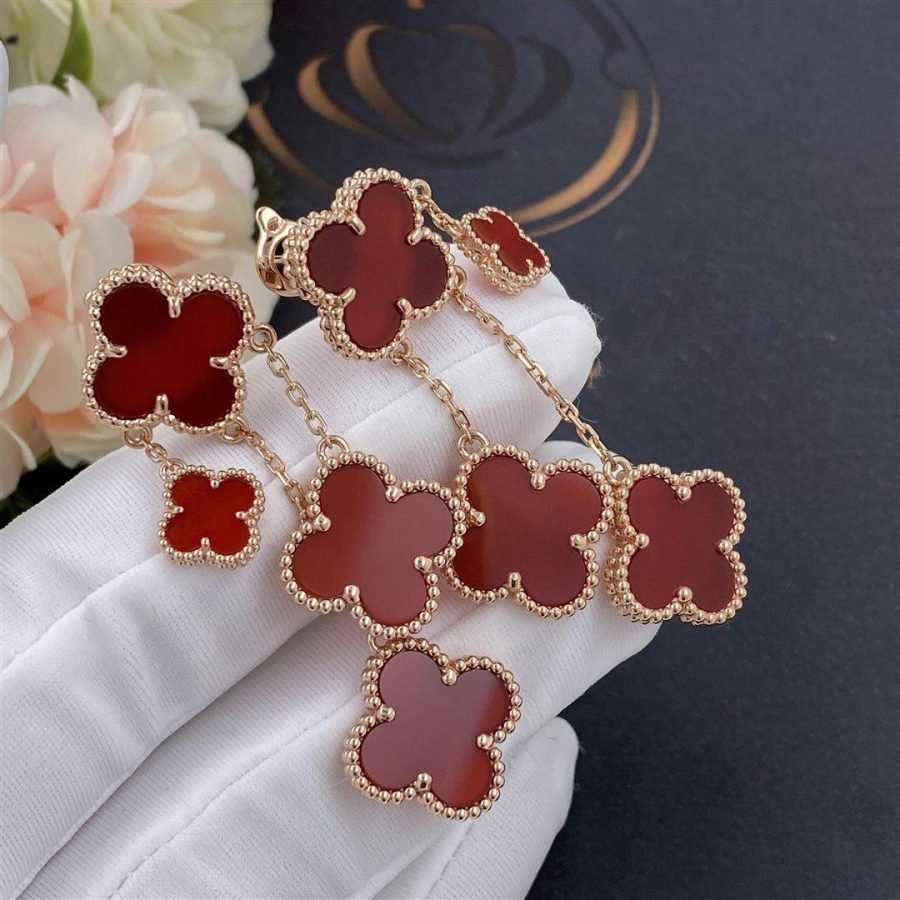 [Radiant Gem]¯CLOVER EARRINGS CARNELIAN 4 MOTIFS PINK GOLD