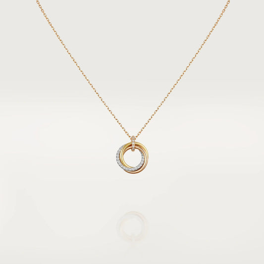 [Radiant Gem]¯TRINITY NECKLACE SILVER GOLD PINK GOLD DIAMONDS