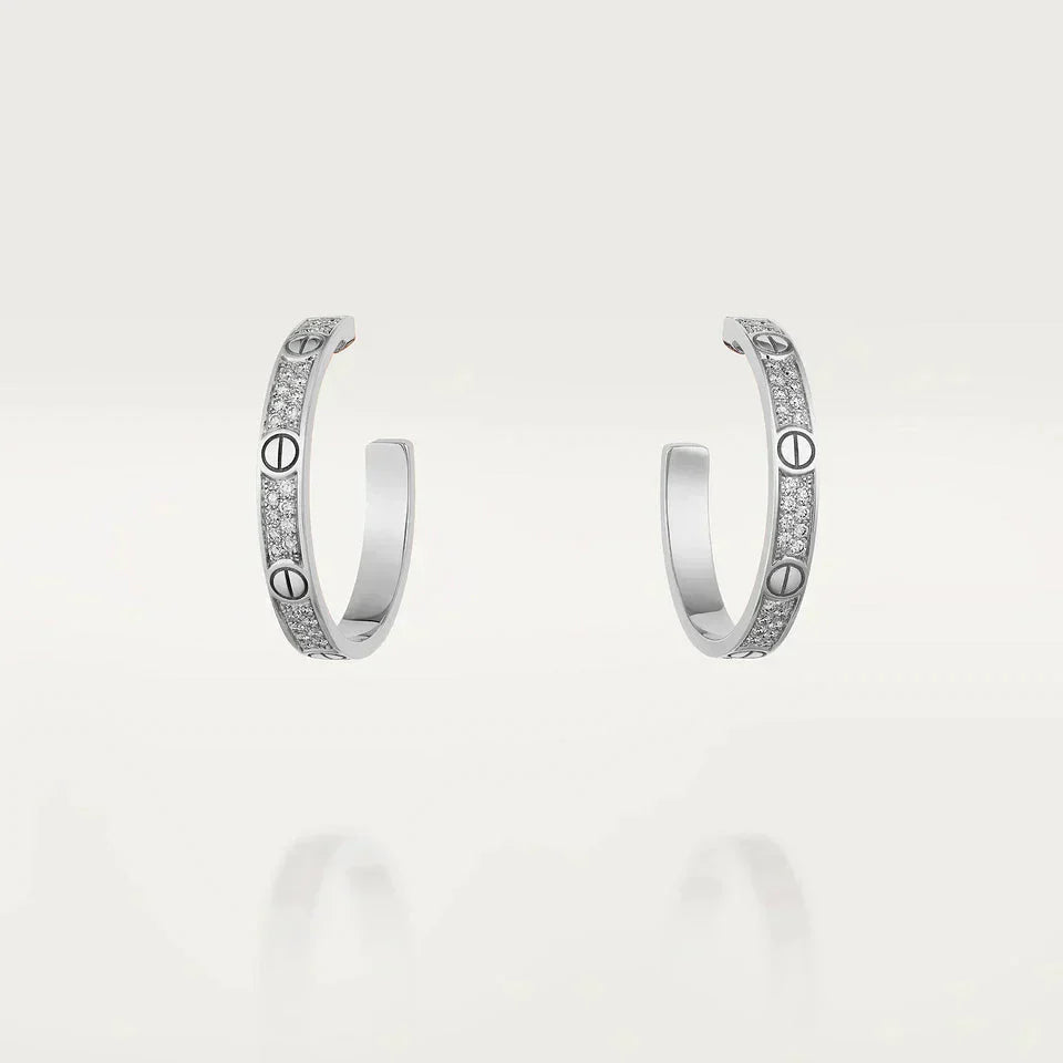 [Radiant Gem]¯LOVE DIAMOND SILVER HOOP EARRINGS