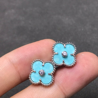[Radiant Gem]¯CLOVER 1 DIAMOND BLUE SKY SILVER EARRINGS