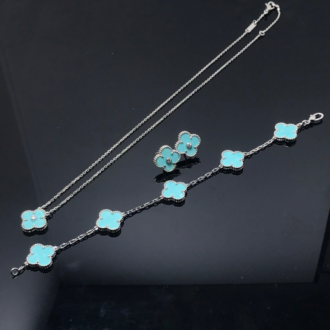 [Radiant Gem]¯CLOVER 1 DIAMOND BLUE SKY SILVER EARRINGS