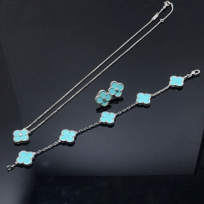 [Radiant Gem]¯CLOVER 1 DIAMOND BLUE SKY SILVER EARRINGS