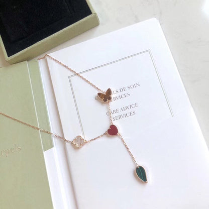 [Radiant Gem]¯LUCKY SPRING 4 MOTIFS ROSE GOLD NECKLACE