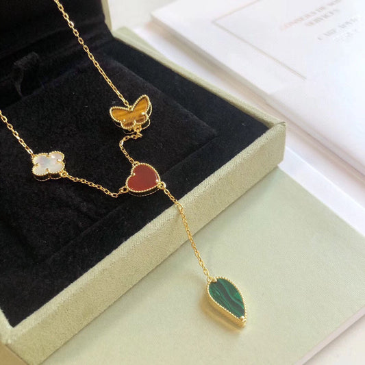 [Radiant Gem]¯LUCKY SPRING 4 MOTIFS ROSE GOLD NECKLACE