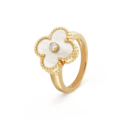 [Radiant Gem]¯CLOVER PINK MOP RING GOLD DIAMOND